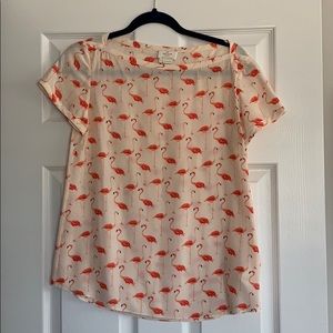 Kate Spade Silk Flamingo Top